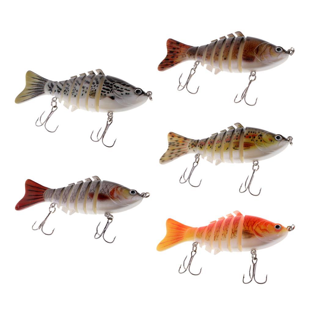 Multi Sections 7 Segments Fishing Lure Treble Hook 3D Eyes Hard Baits