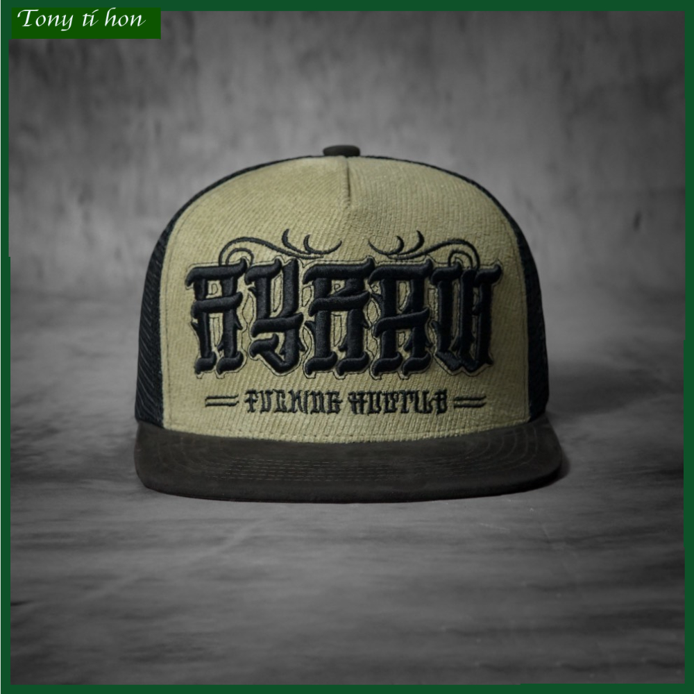 [ Miễn ship / giảm giá ] MŨ NÓN LƯỠI TRAI NAM NỮ SNAPBACK VÀNH PHẲNG LOGO NỔI CÁ TÍNH- đen xanh rêu