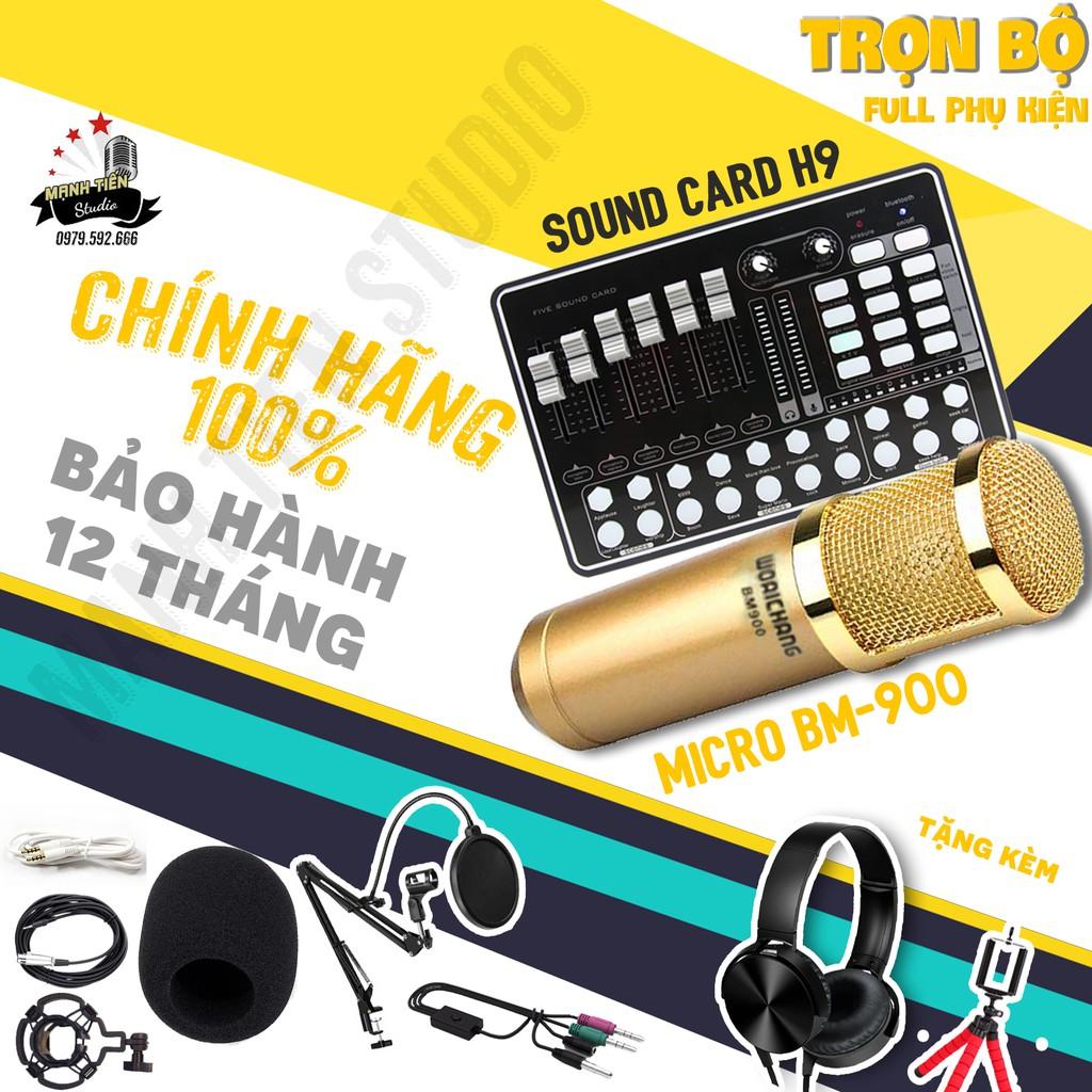 CTY MẠNH TIẾN  TRỌN BỘ COMBO BM900 + H9 + FULL PHỤ KIỆN LIVESTREAM KARAOKE THU ÂM XỊN SÒ(Bảo Hành 12 Tháng)