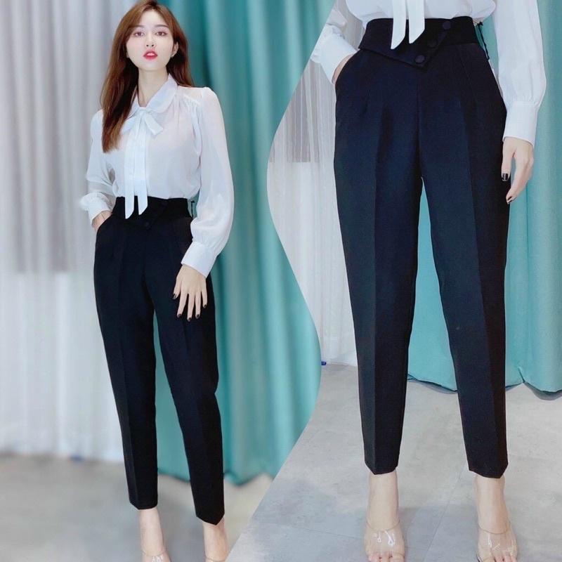 quần baggy 3 cúc cạp lệch