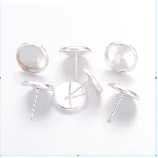 Bộ 5 Đôi Bông Tai Màu Bạc Trắng S925 Khay Tròn Đổ Resin - Trường Thịnh Sài Gòn
