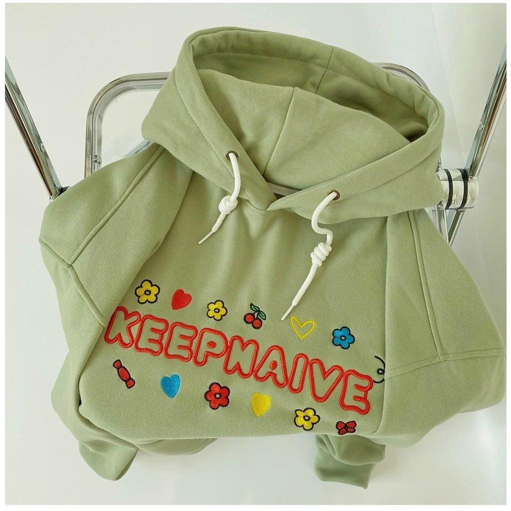 Áo KHOÁC Hoodie KEEPNAIVE Ulzzang Unisex Áo khoác hoodie zip chất liệu nỉ có mũ dài tay khoá kéo