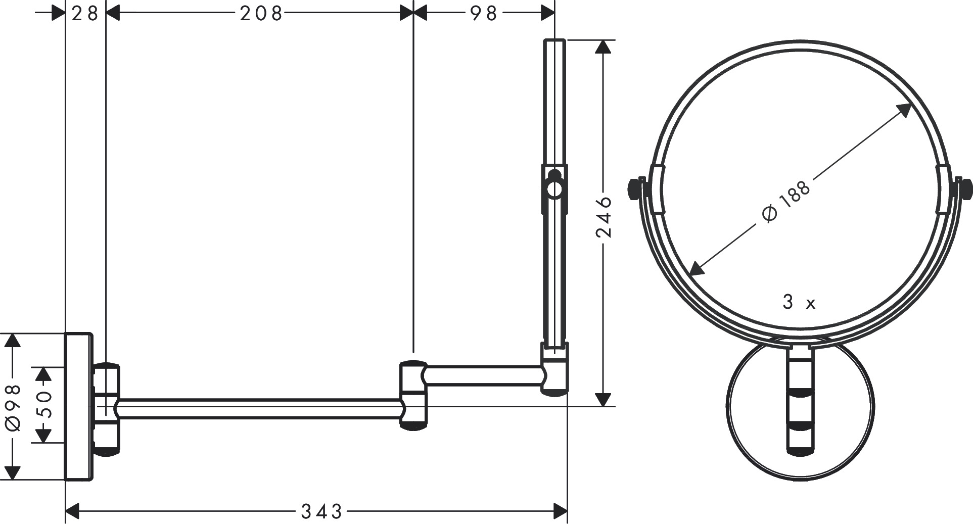 Gương trang điểm HANSGROHE Logis Universal 73561 - Hàng chính hãng