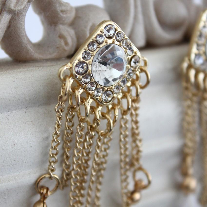 Bông Tai Vintage lông Vũ Tua Rua