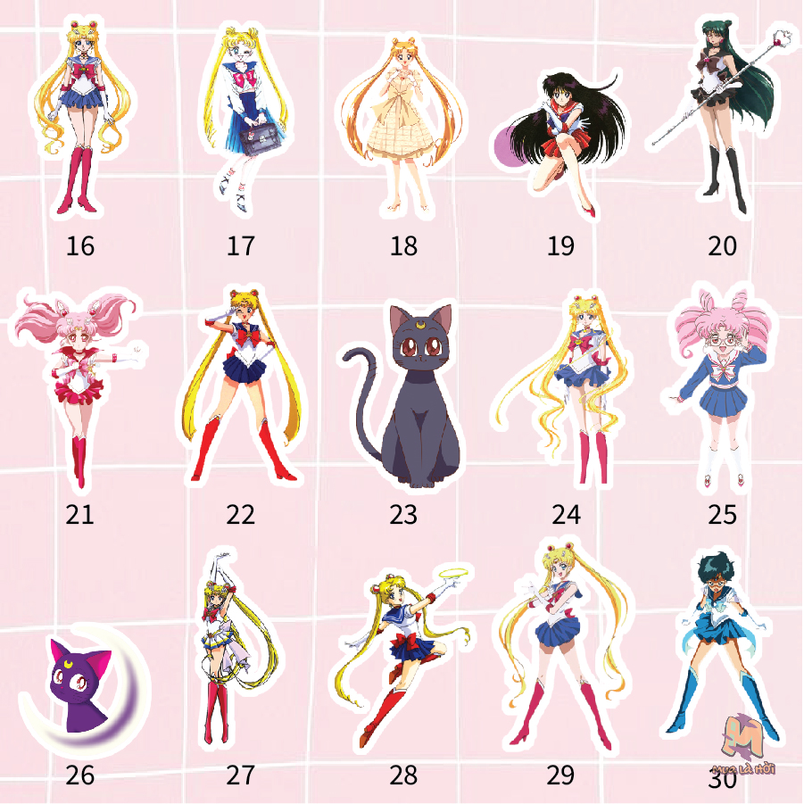 Miếng dán Stickers chủ đề Thuỳ thủ mặt trăng
