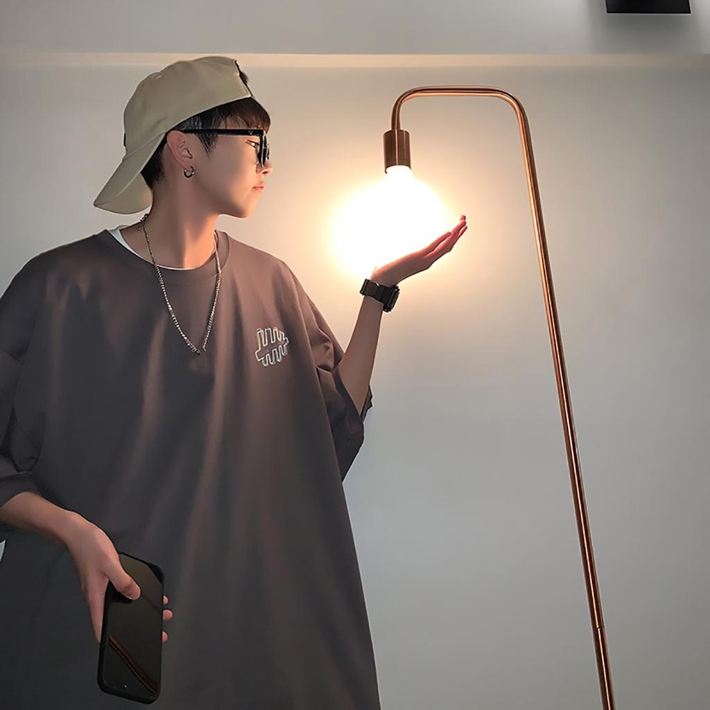 Áo thun nam form rộng, tay lỡ, cổ tròn, chất liệu vải cotton cao cấp, kiểu dáng thời trang - xám - Mottolial