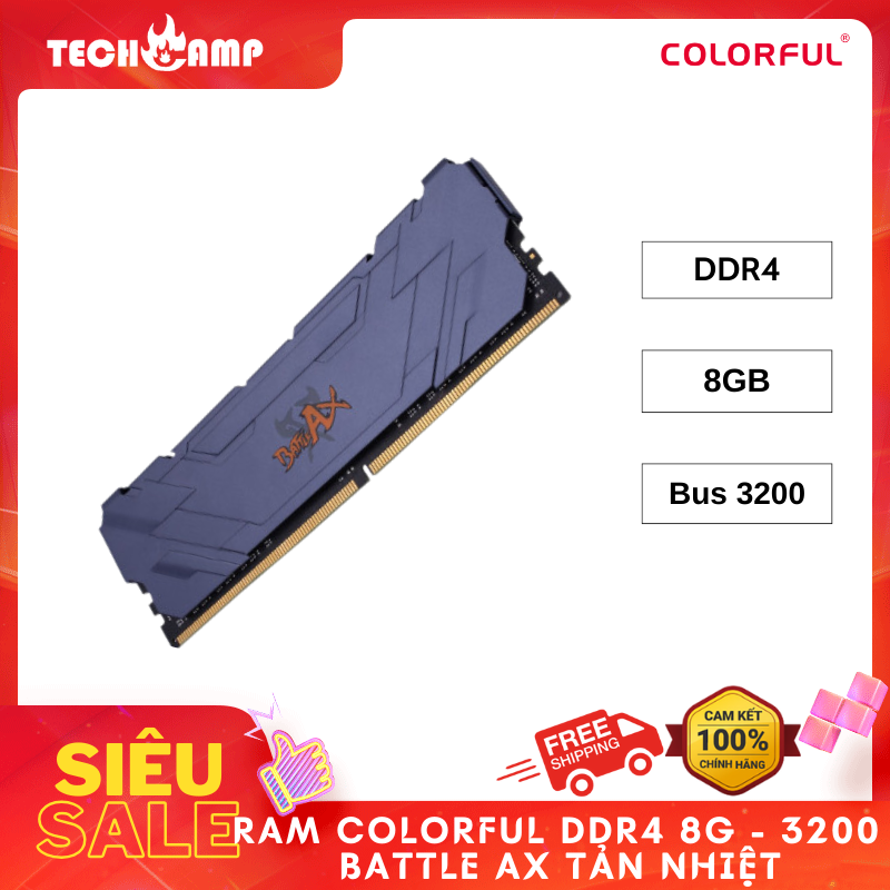 Ram Colorful DDR4 8G/16GB - 3200  Battle AX Tản nhiệt - Hàng chính hãng