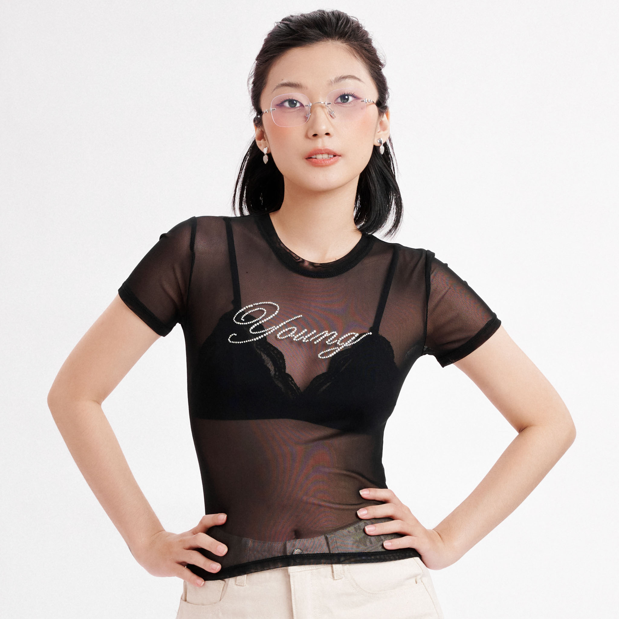 DOTTIE - Áo thun vải tule Young - Đen - T0797