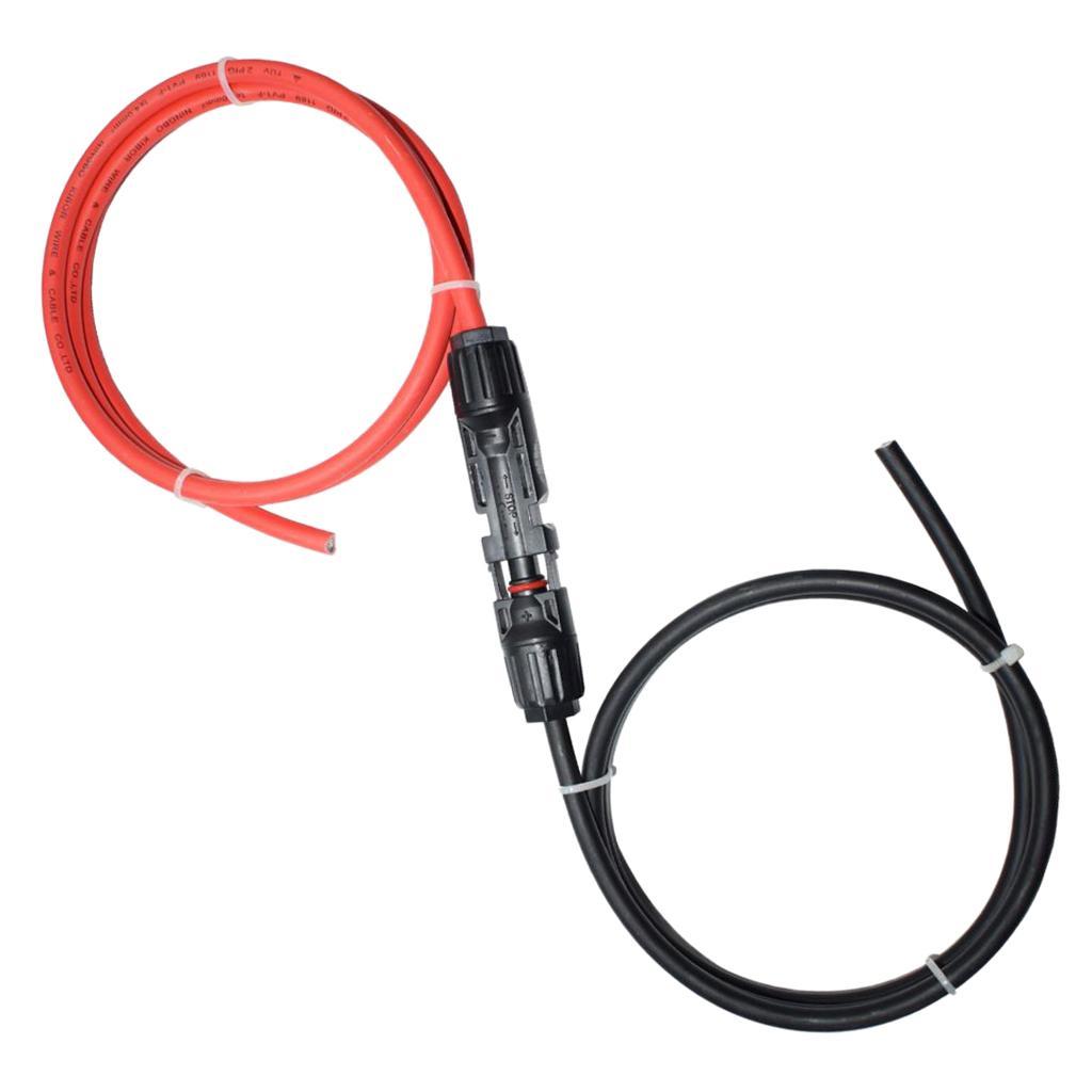 2Pieces 1M 10AWG Solar Panel Extension Cables w/ Female&Male Connector