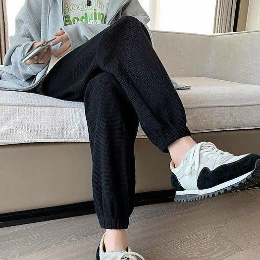 Quần xốp tổ ong Unisex, Jogger thể thao dài cạp chun có dây rút điều chỉnh eo vải co dãn dày dặn 2 màu