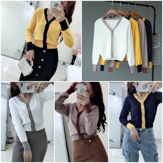 Áo khoác cardigan phối viền cá tính