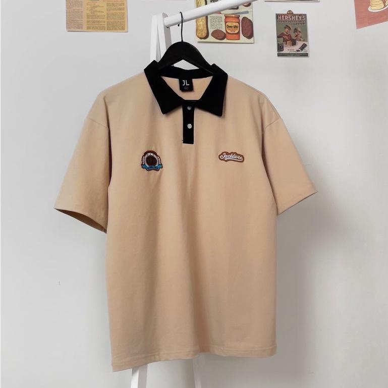 Áo Polo Oversize Jack Lane Badge, Áo thun có cổ form rộng phong cách Hàn Quốc, Local Brand JACK LANE