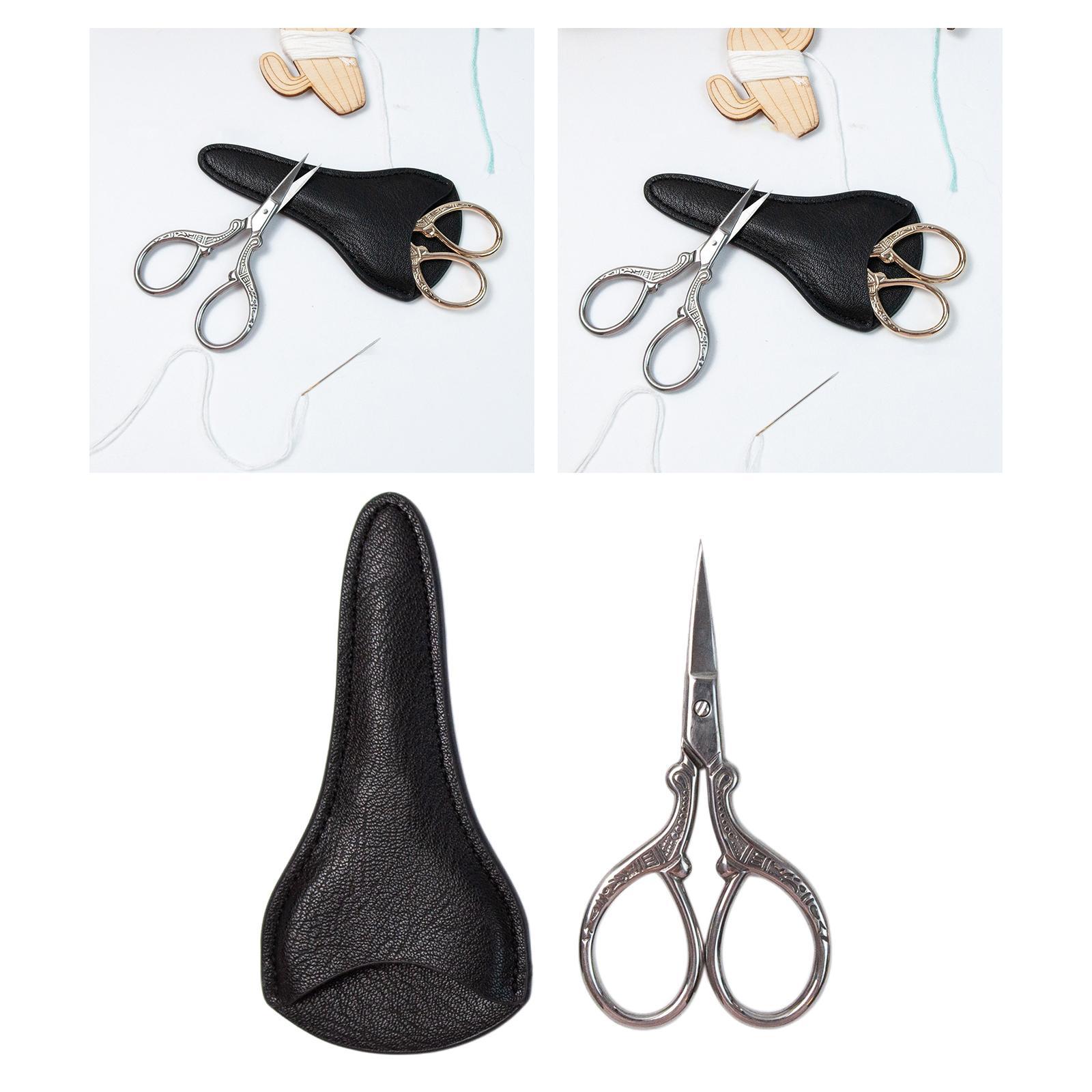 Embroidery Scissors with PU Leather Cover for Quilting Crafts Needlework