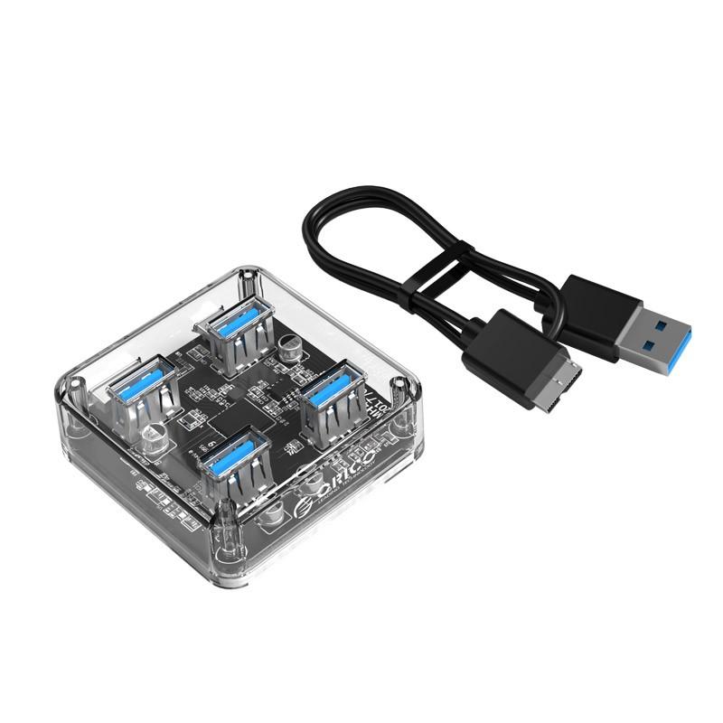 Bộ chia 4 cổng USB 3.0 trong suốt Orico, có đèn led