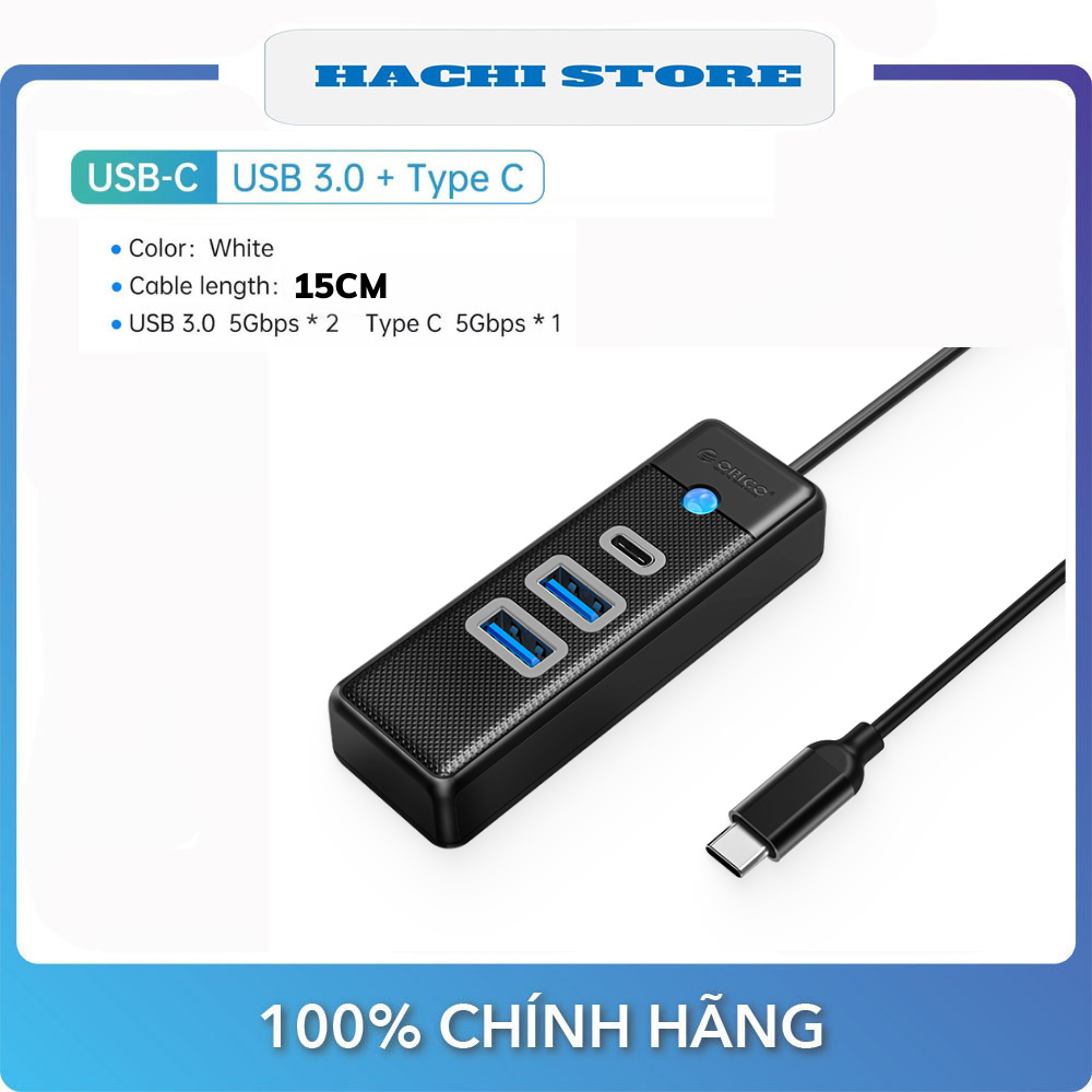 HUB Type C ra 1 cổng TYPE C + 2 Cổng USB 3.0 Orico PWC2U-C3 - Hàng Chính Hãng