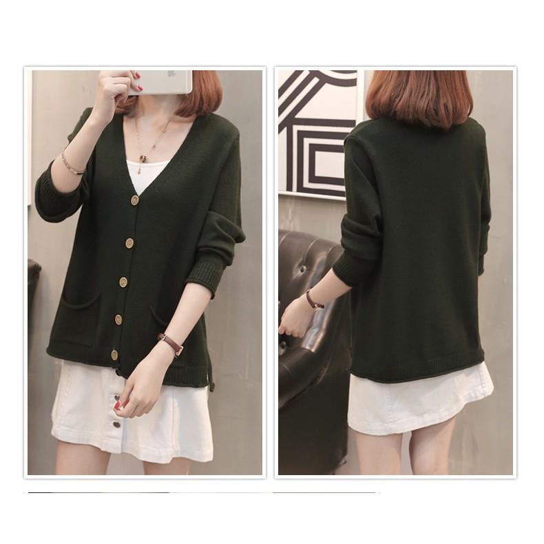 Áo len nữ đẹp, áo len nữ 2 túi dáng cardigan