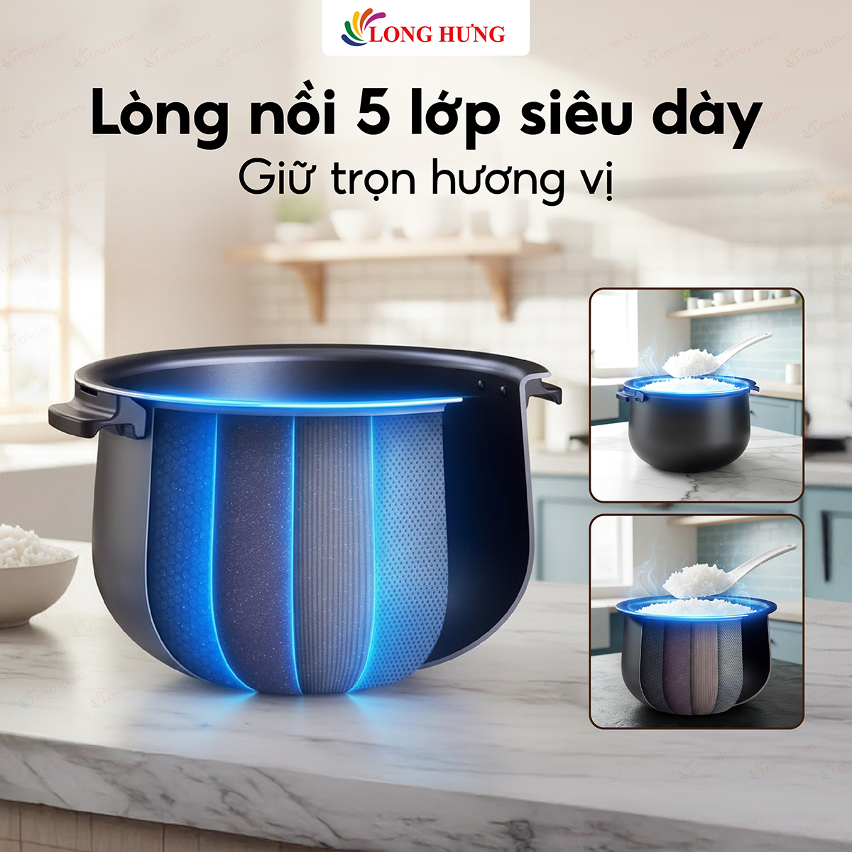 Nồi cơm điện nắp gài Philips 1.8 lít HD4719/32 - Hàng chính hãng