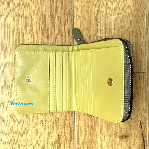 Ví nữ cầm tay đẹp nhiều ngăn thời trang Kalanos KBNU2220-Reu, bóp ví nữ ngắn nhỏ gọn màu xanh rêu