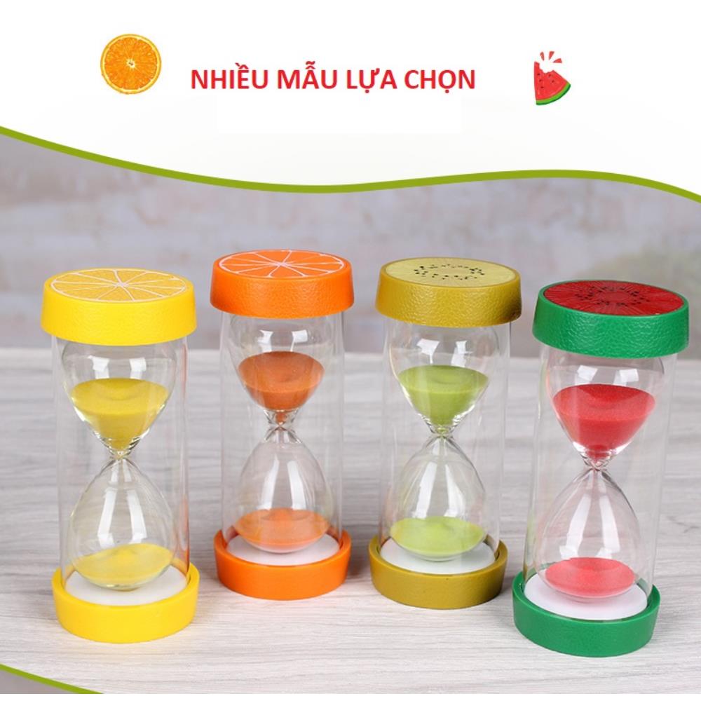 Đồng hồ cát kiểu trái cây 1/3/5/10/15/30 phút mini, đồng hồ hẹn giờ đếm ngược trang trí để bàn cute dễ thương