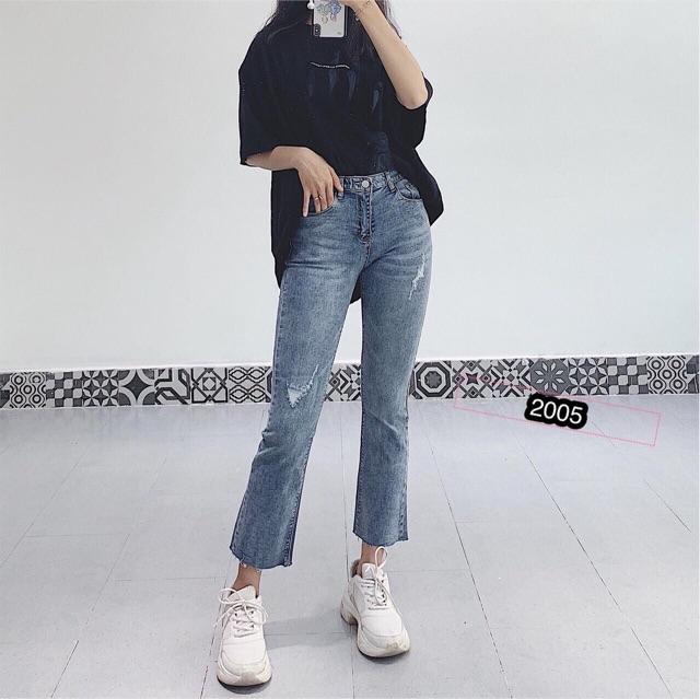 Quần jean dài ống loe lưng cao siêu đẹp