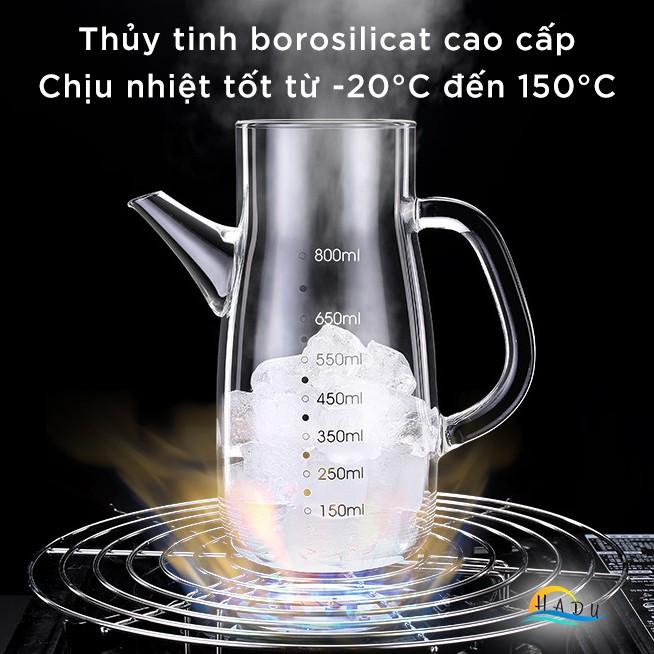 Chai Bình Lọ Đựng Dầu Ăn Nước Mắm Thủy Tinh Thông Minh Cao Cấp 800ml Nắp Inox 304 Đạt Chất Lượng Đức HADU