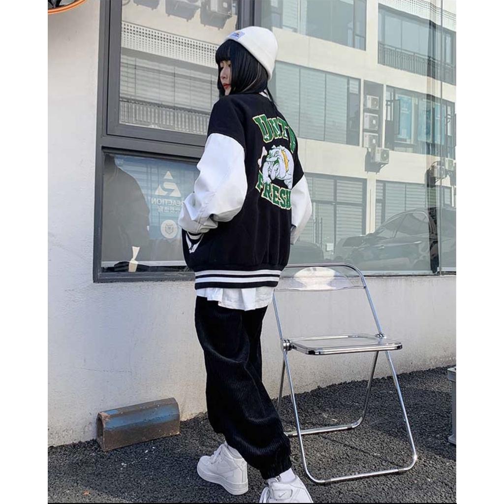 Áo Varsity Jacket UNDERTRAP DOG ullzang - Áo Khoác Bomber phối bo Siêu Hot ( có form rộng XL ) - OCEAN.CLO