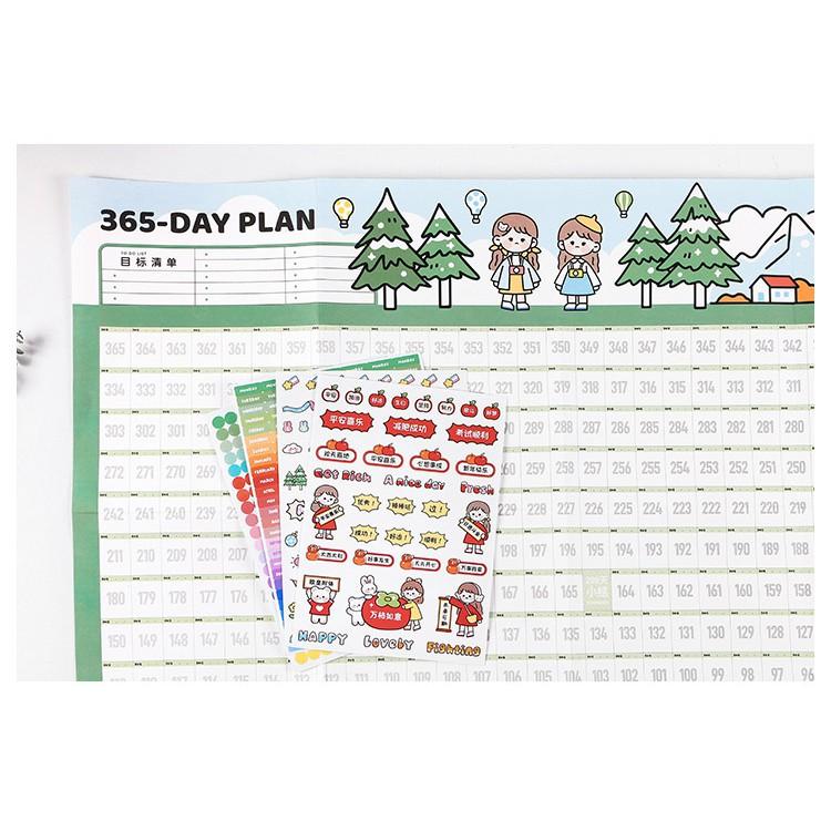 365 Day Plan dán tường kèm sticker trang trí độc đáo - MiuSua