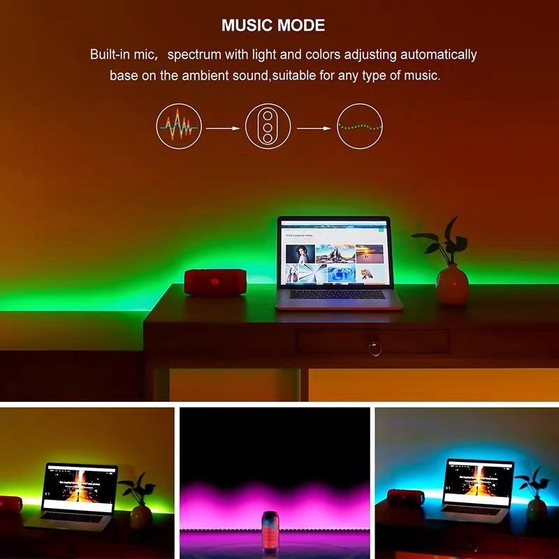 Dây Đèn LED Trang Trí RGB 5050 Strip Light DODODIOS Kết Nối App, Chống Nước, Trang Trí Phòng, Kèm Remote 44 Phím