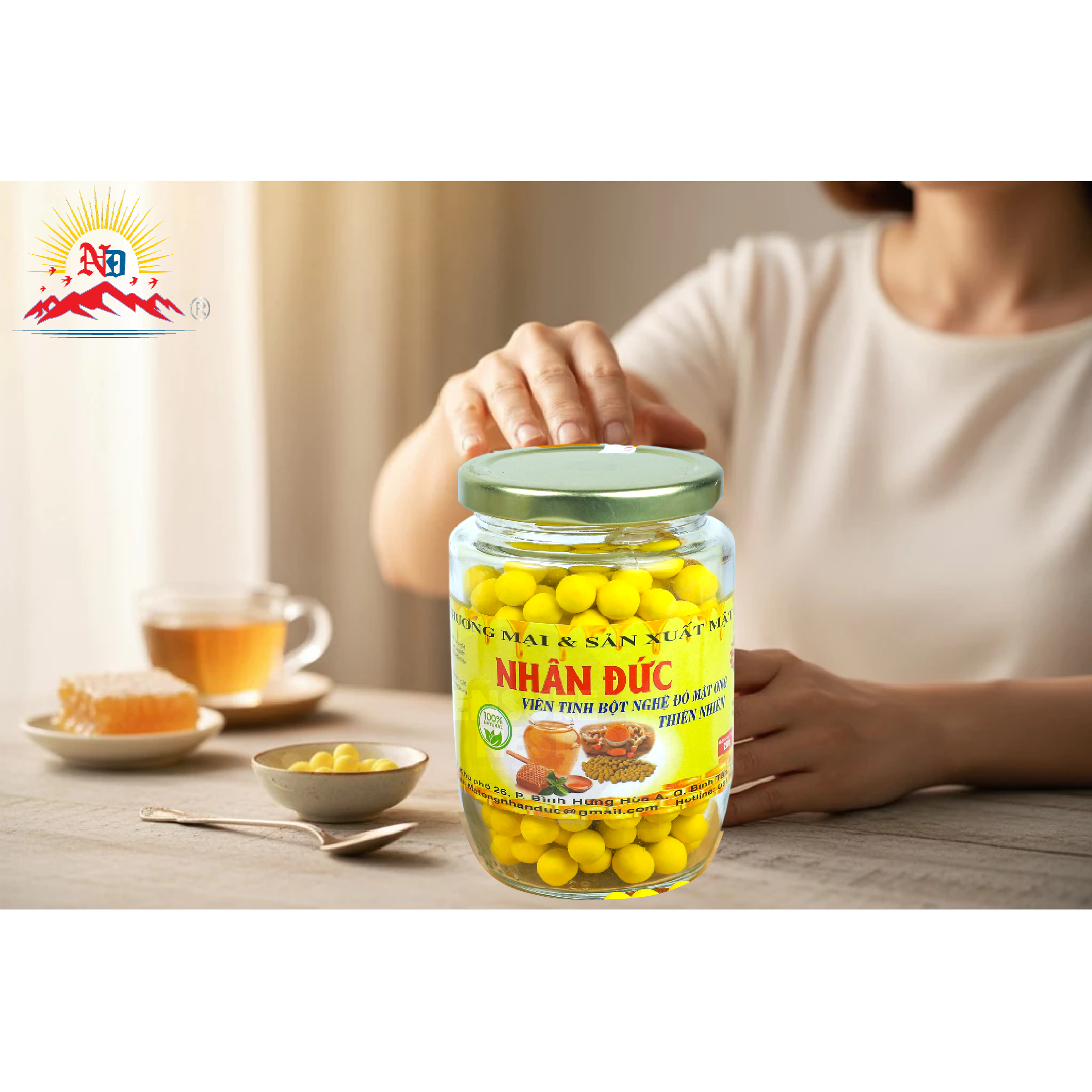 Viên Tinh Nghệ Mật Ong Rừng 500GR Giảm Đau Bao Tử Viêm Loét Dạ Dày, Làm Đẹp Da -Phụ nữ sau sinh