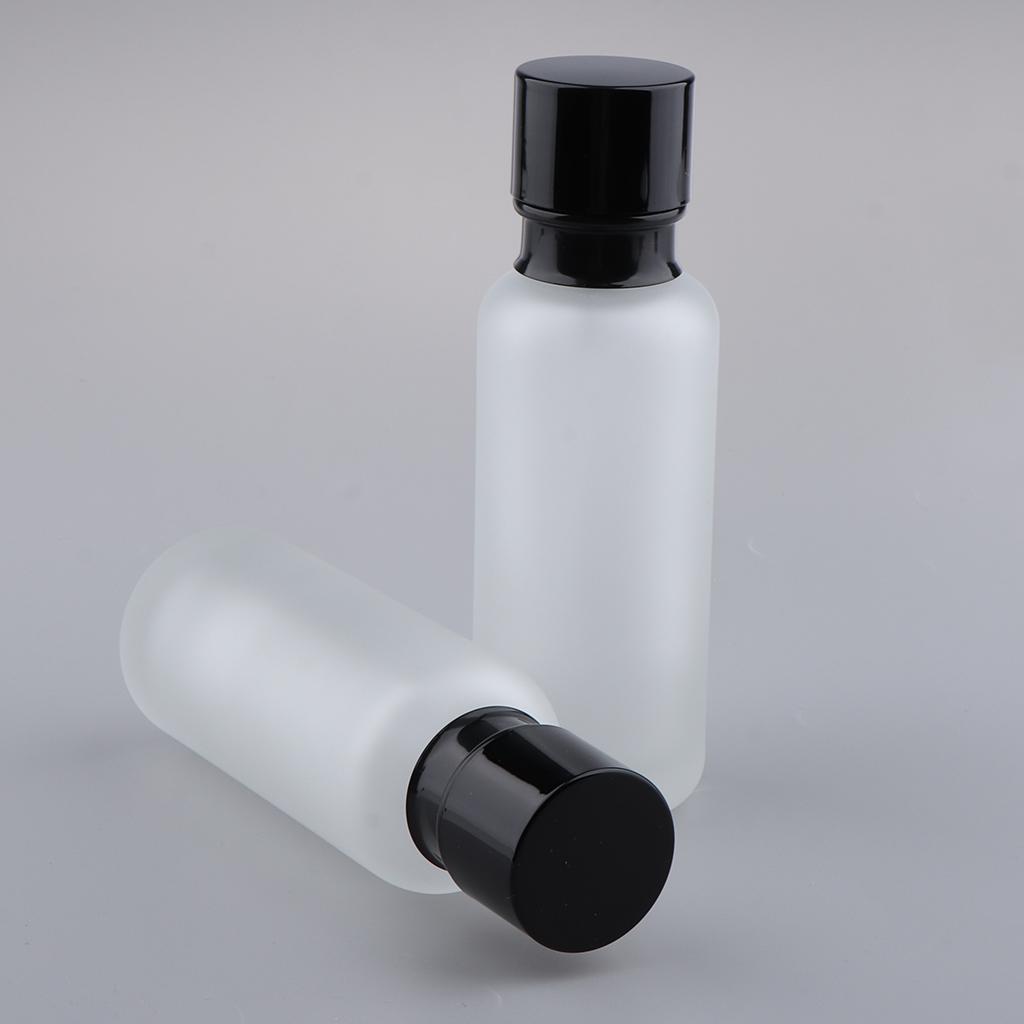 2x Empty Glass Makeup Container Lotion Cream Jar Pump Bottle Case for Travel