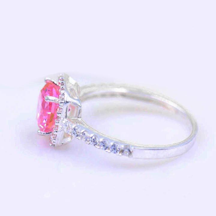 Nhẫn bạc nữ đính đá hồng chất liệu bạc 925 thời trang phụ kiện trang sức nữ thương hiệu Viễn Chí Bảo N400010