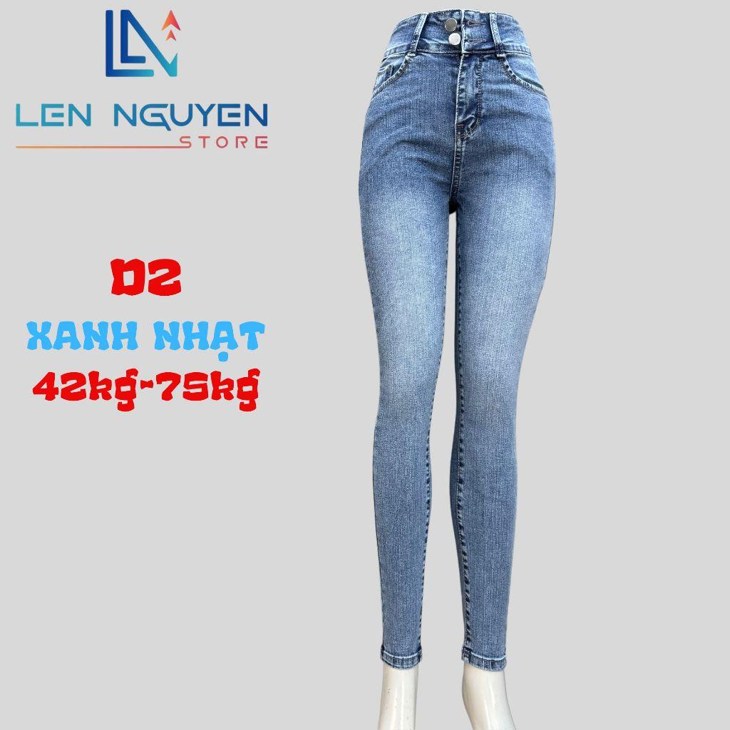 D2_Quần jean nữ, dài, lưng cao, quần bò nữ dáng ôm, quần rin nữ có big size, cho 42kg đến 75kg,LEN NGUYEN STORE - Xanh Nhạt