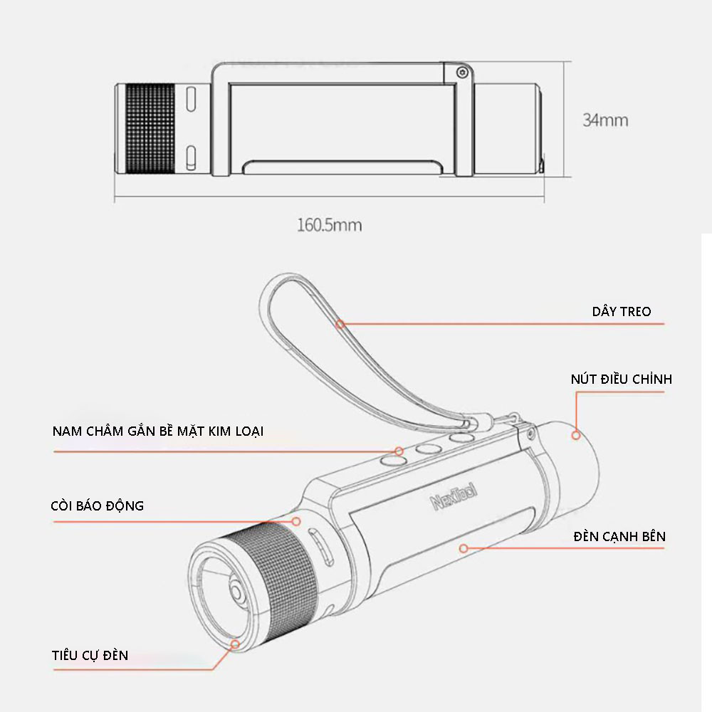 Đèn pin cầm tay đa năng Xiaomi Youpin Nextool NE20030 6 in 1 - Hàng Nhập Khẩu