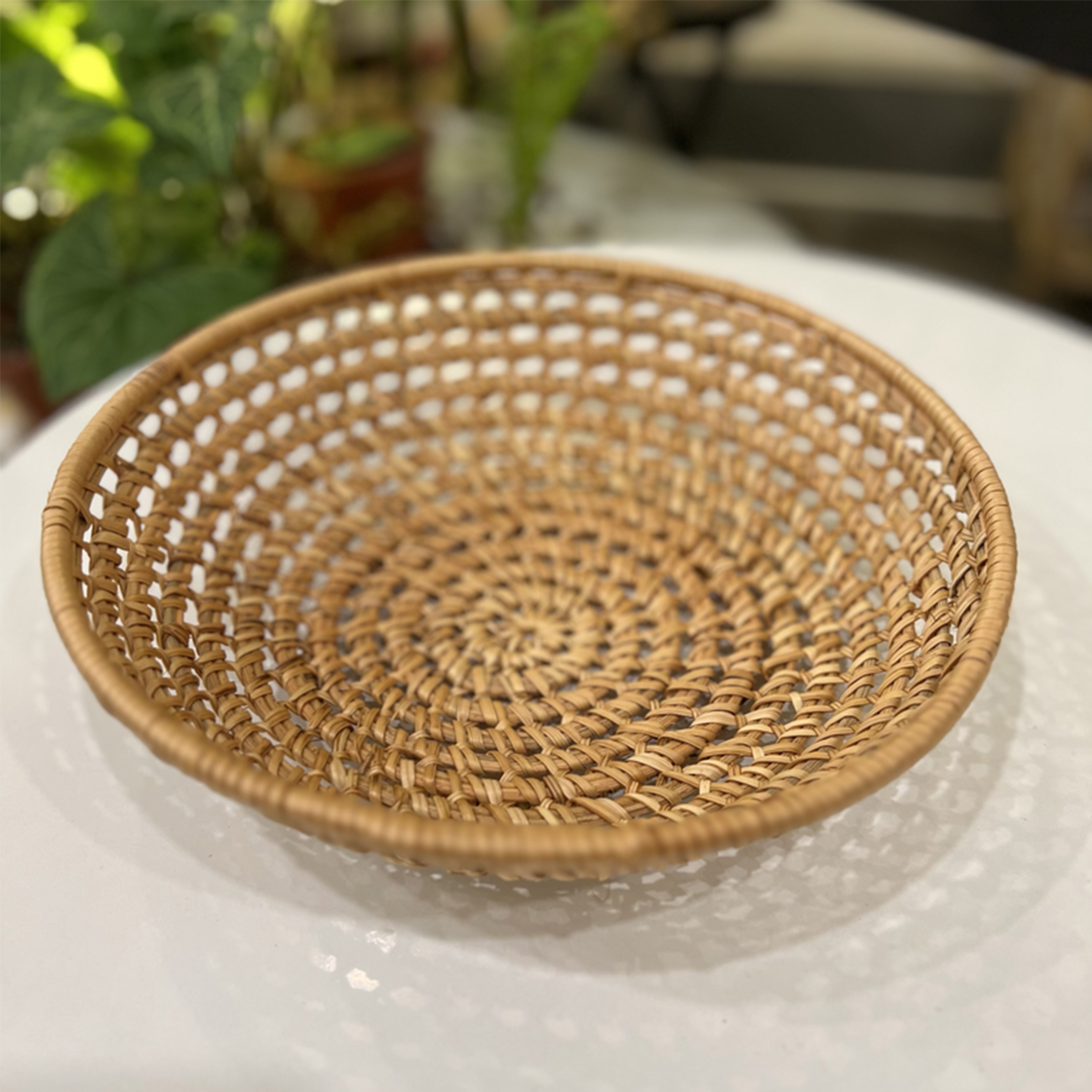 Khay mây tròn URSPACE đựng trái cây, bánh mứt, trang trí decor/ ROUND RATTAN TRAY