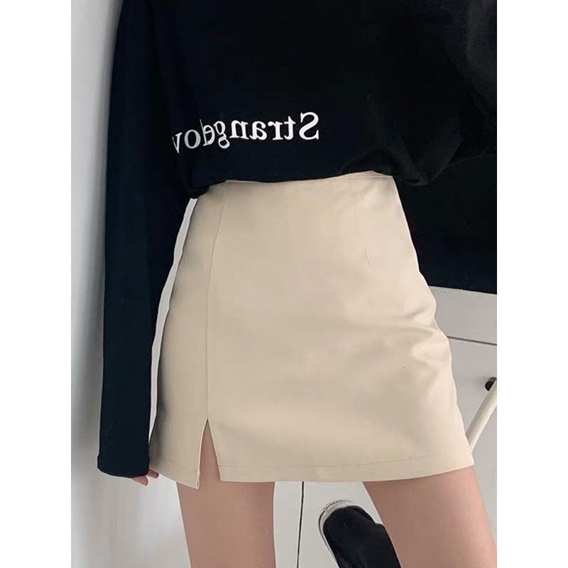 CV001_Chân váy chữ A xẻ tà có lớp lót