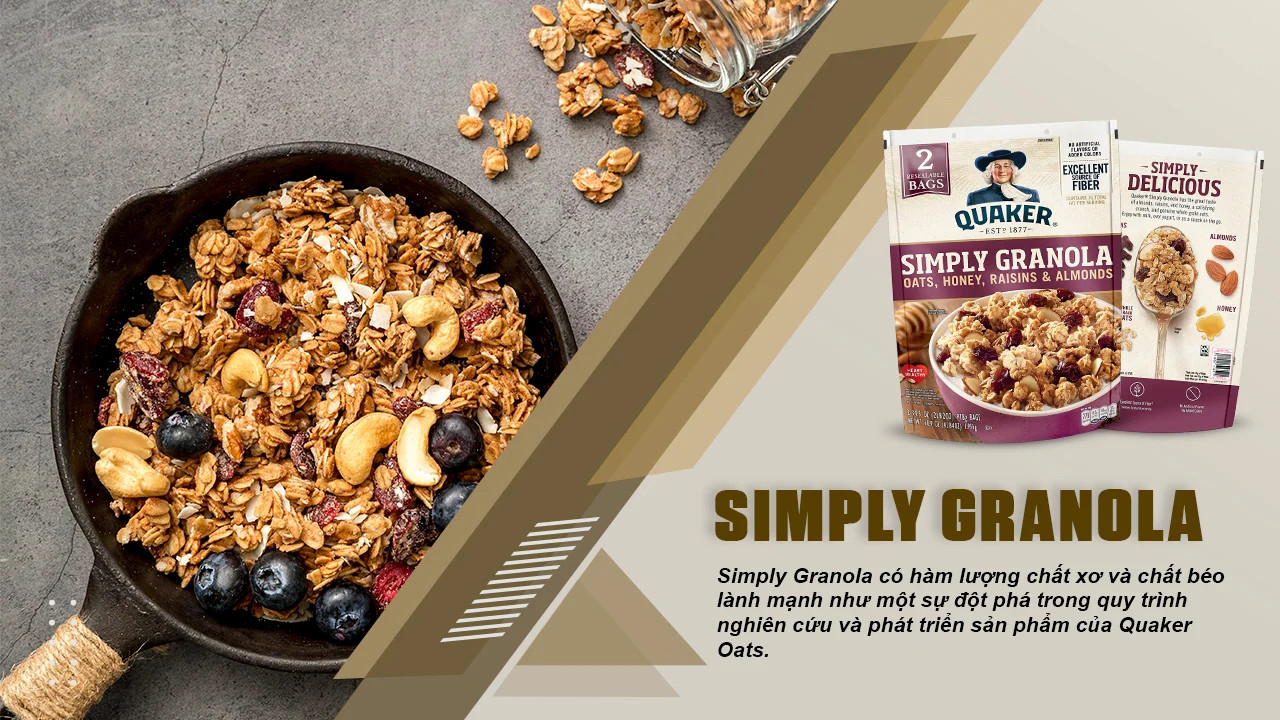 Ngũ Cốc Granola Mật Ong Hạnh Nhân Nho Khô Ăn Liền Yến Mạch Quaker Simply Granola Raisins Almonds 2lbs
