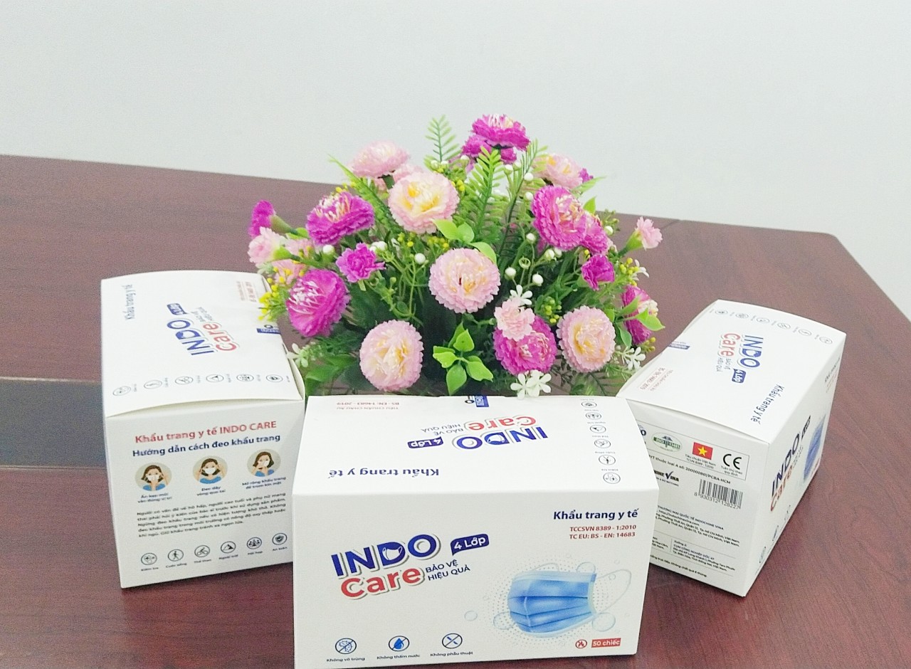 [InDoCare] Combo 3 hộp Khẩu Trang Y Tế 4 Lớp Kháng khuẩn 99% INDO CARE. Tiêu Chuẩn Châu Âu BS EN 14683-2019. Chống tia UV ngăn ngừa mụn khói bụi hiệu quả