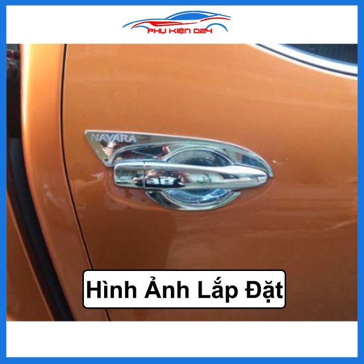 Ốp tay hõm nhựa đen/mạ crom Navara 2015-2016-2017-2018-2019-2020 sáng bóng chống trầy bảo vệ cửa xe ô tô