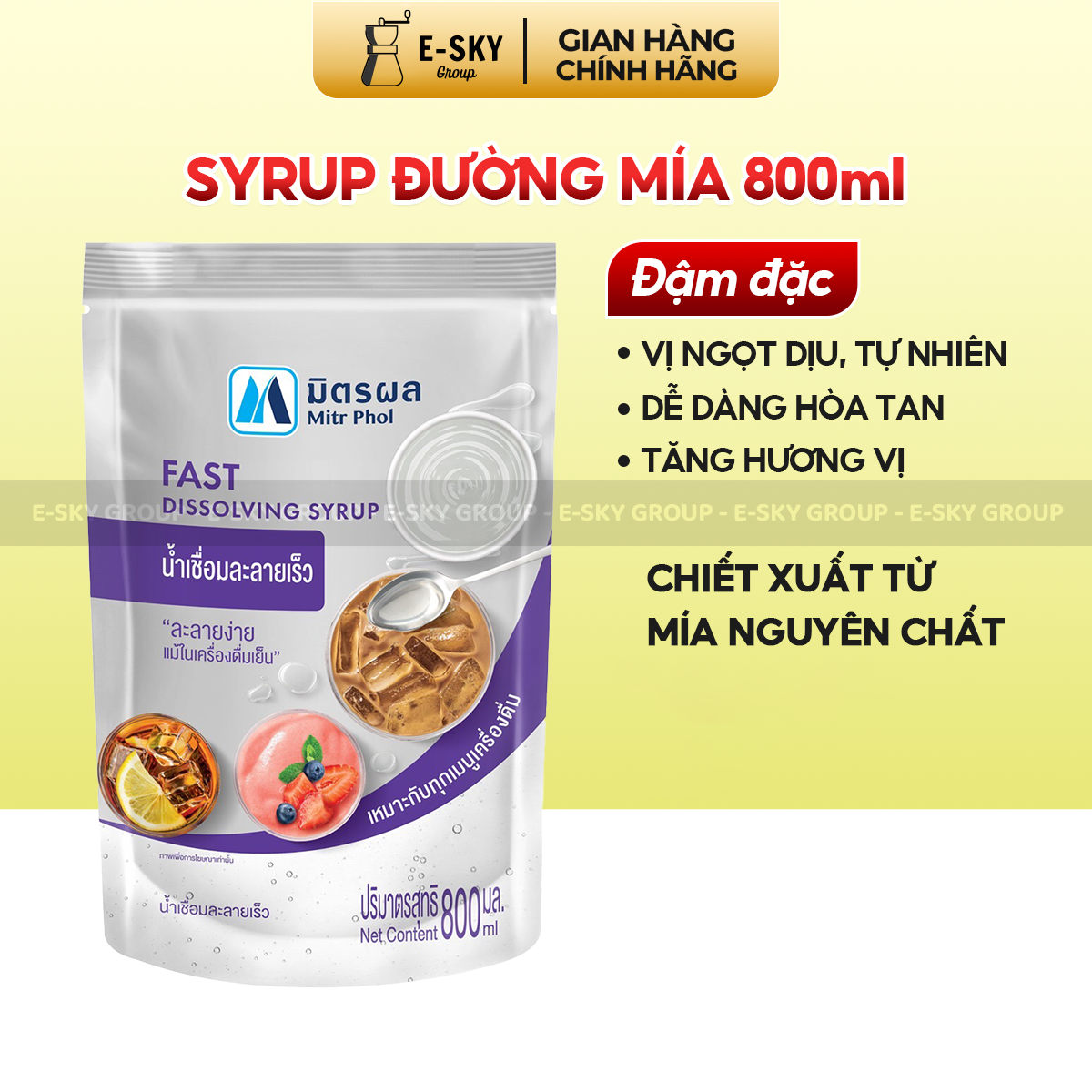 Siro Đường Mía Pha Chế Mitr Phol Fast Dissolving Syrup Nguyên Liệu Pha Chế Trà Sữa Làm Bánh Nấu Ăn Gói 800ml