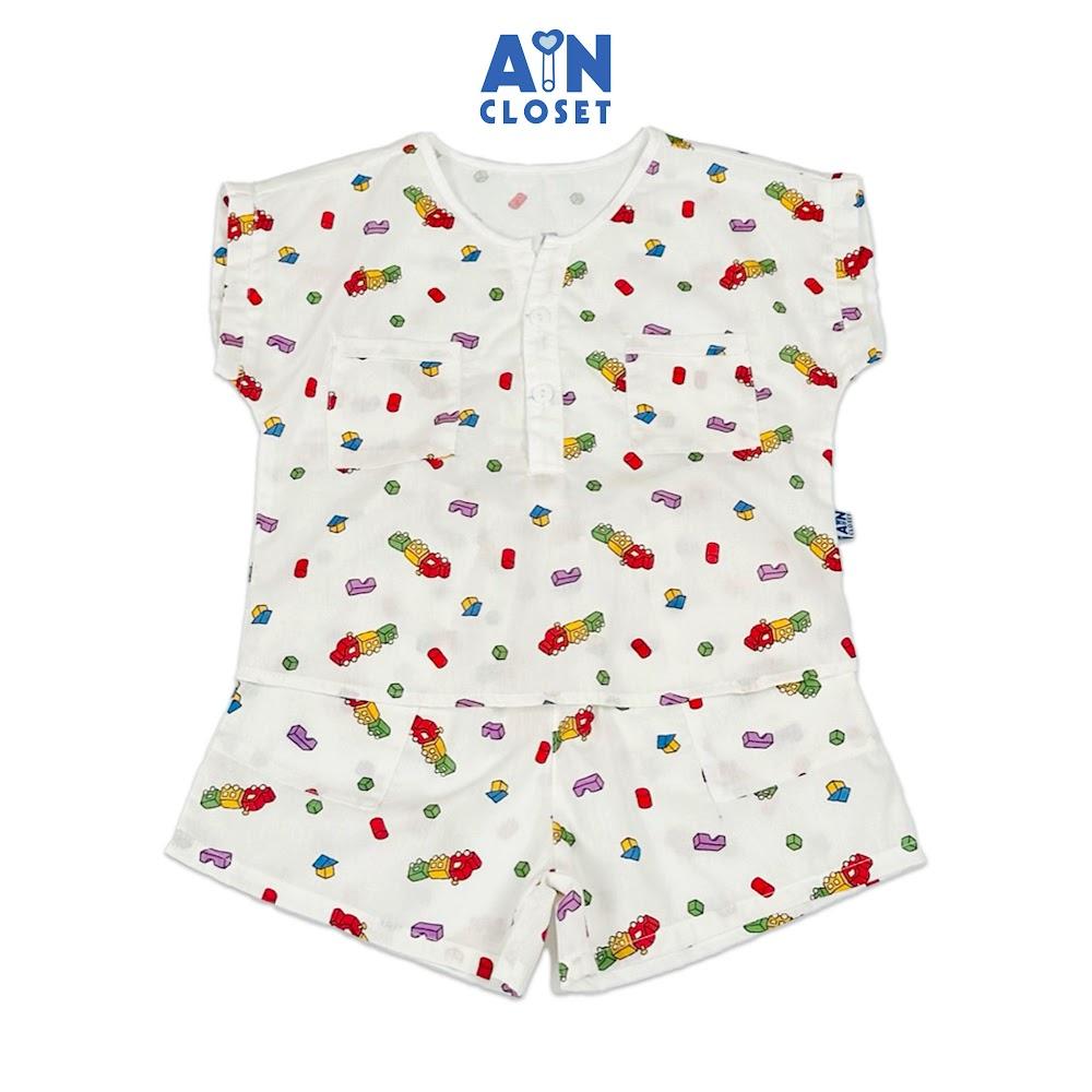 Bộ quần áo Ngắn bé trai họa tiết Xe Lửa Nhỏ Cotton - AICDBTDUZ9ER - AIN Closet