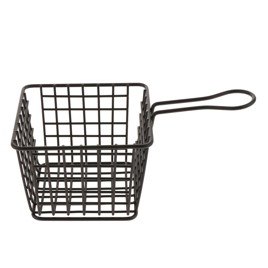 Metal Iron Mesh Strainer Fry Basket Kitchen Colander Sifter Black S