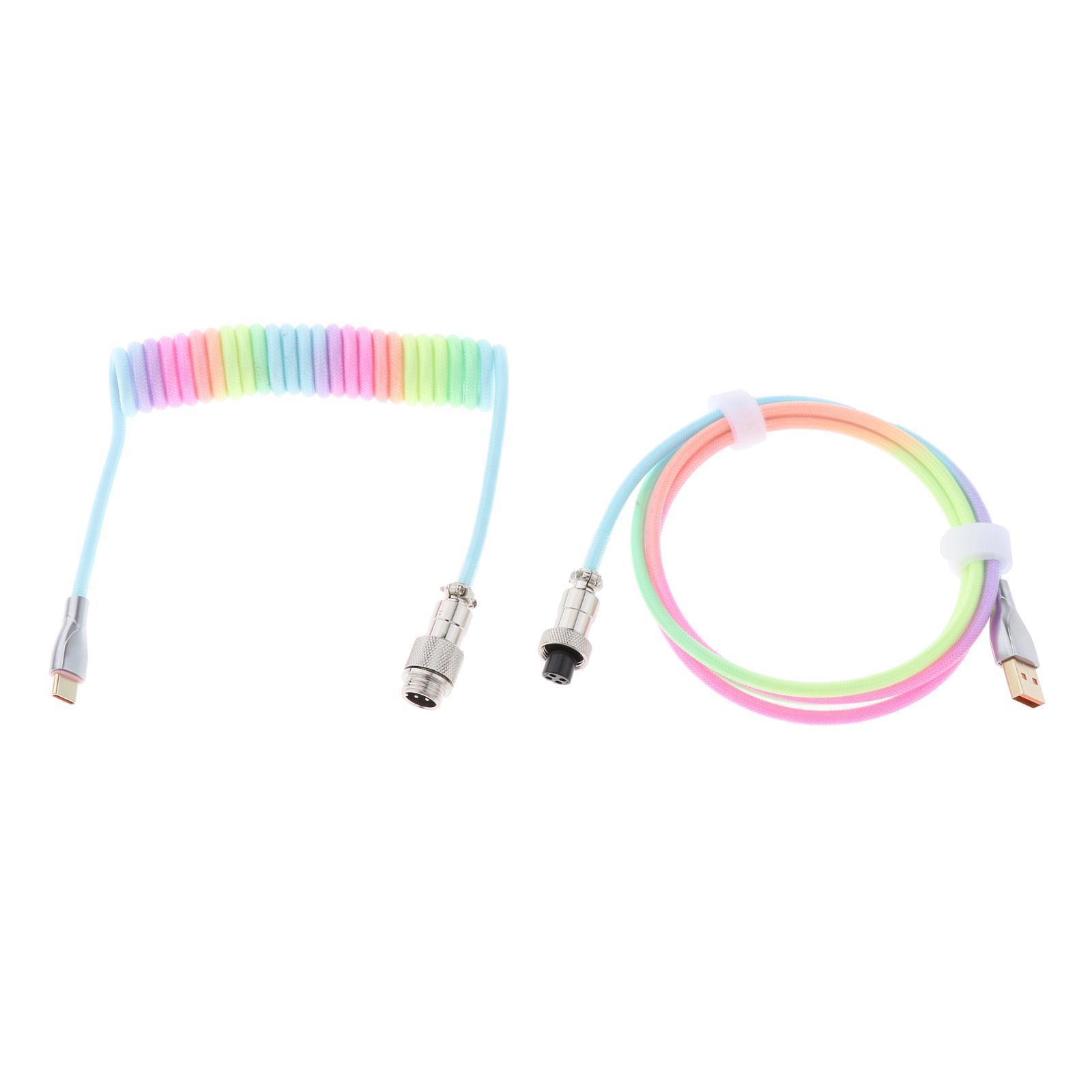 1.8M Coiled Cable Wire Mini Micro USB/ for Mechanical Keyboard Game Console