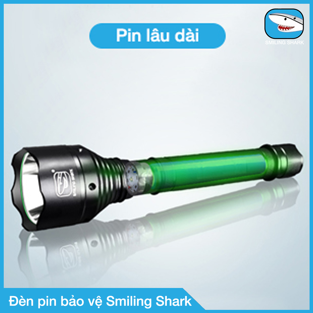 Đèn pin tự vệ siêu sáng Smiling Shark, công nghệ chiếu sáng tối tân, chất liệu hợp kim siêu cứng, chuyên dụng cho bảo vệ canh phòng, tuần tra ban đêm, chống trộm, dã ngoại, tìm kiếm cứu nạn đa dụng - Hàng chính hãng