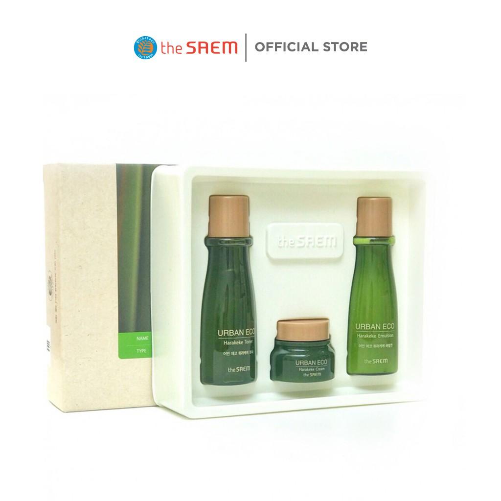 Bộ Chăm Sóc Da Ngăn Ngừa Lão Hoá Giữ Ẩm Da the SAEM Urban Eco Harakeke Root Mini 3 Set 31ml / 8ml / 8ml - M3