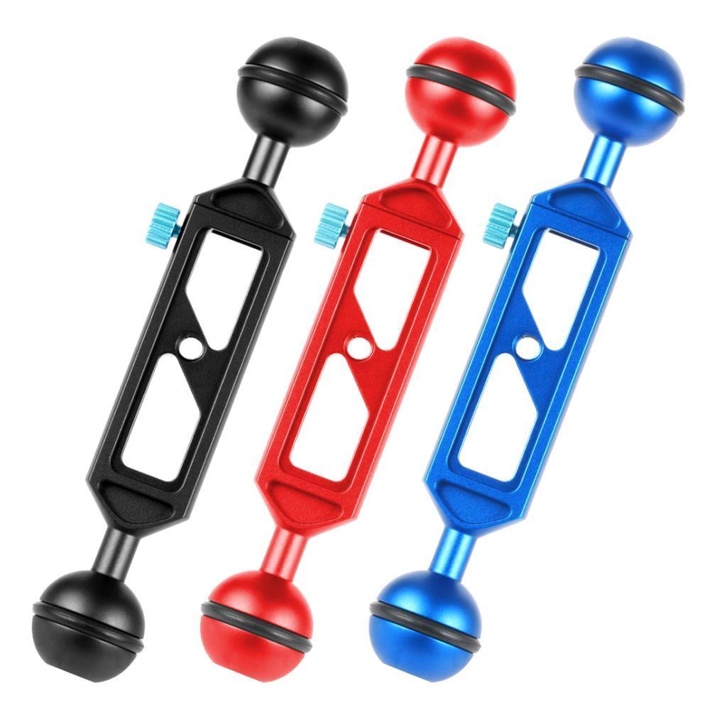 Camera Diving  Light Carbon Fiber Double Ball Head Lamp Arm 1" inch Black