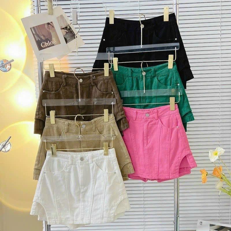 [L2M] Quần short GÂN XẺ GÓC lưng cao chất liệu kaki co giãn siêu tôn dáng năng động - Đen, Đen