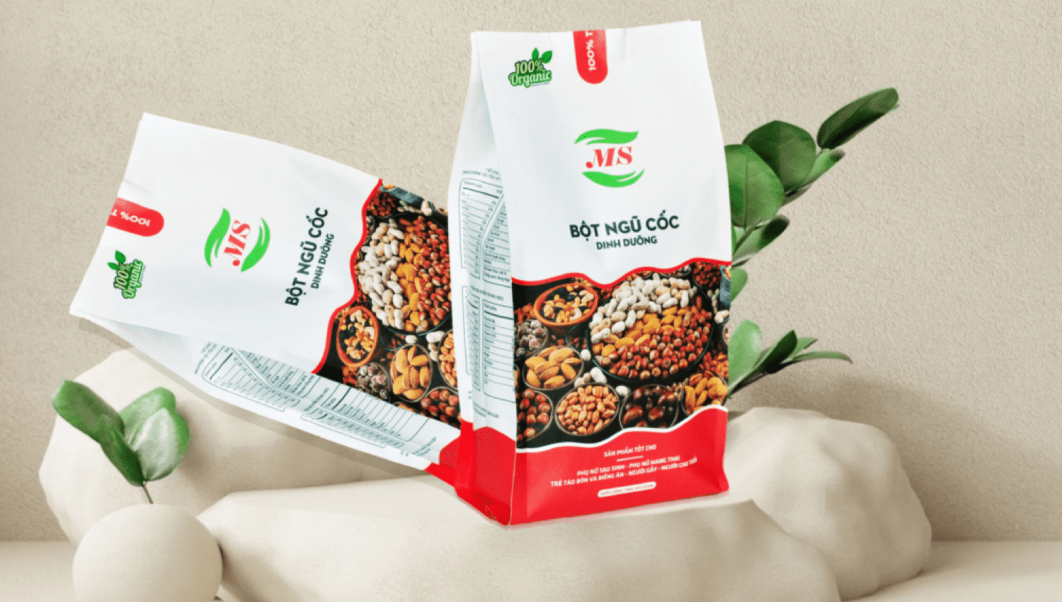 Ngũ cốc dinh dưỡng cao cấp  - MS - (1kg/2 gói) - Bột ngũ cốc tăng cân, lợi sữa - 18 loại đậu & hạt