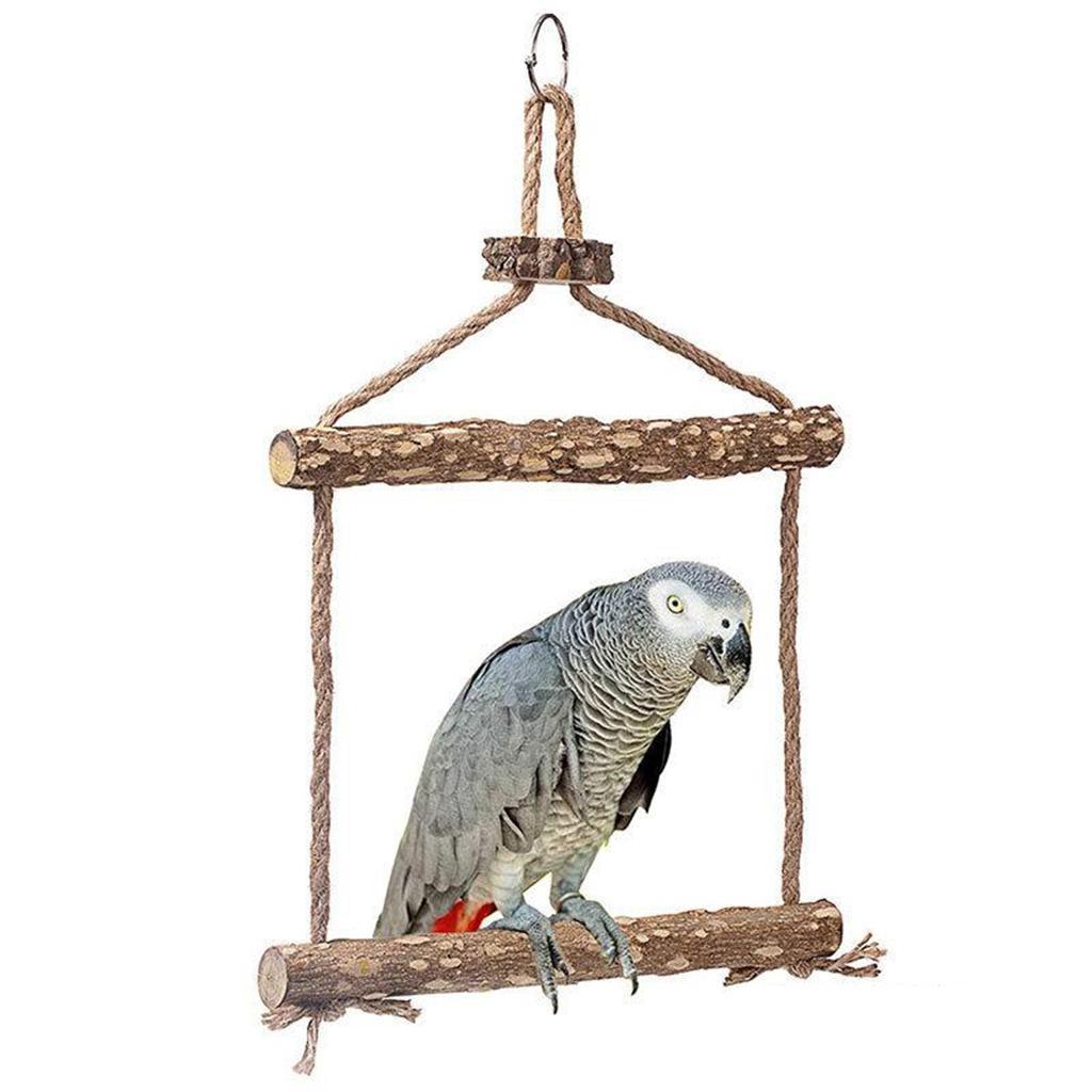 Wooden Bird Swing Parrot Parakeet Budgie Macaw Cage Climbing Hanging Toy