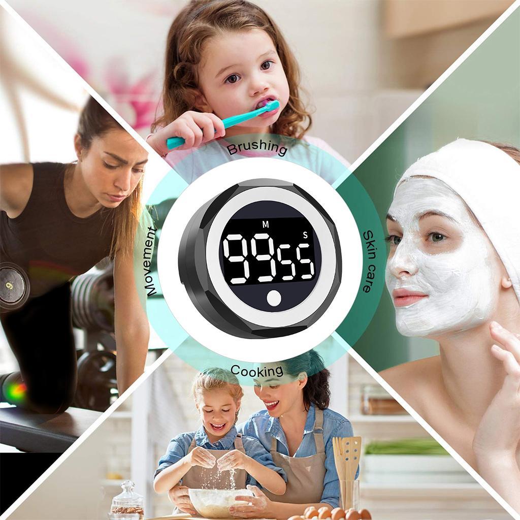 Digitial Timer Manual Knob Alarm Clock Stopwatch Kitchen Meeting Cooking