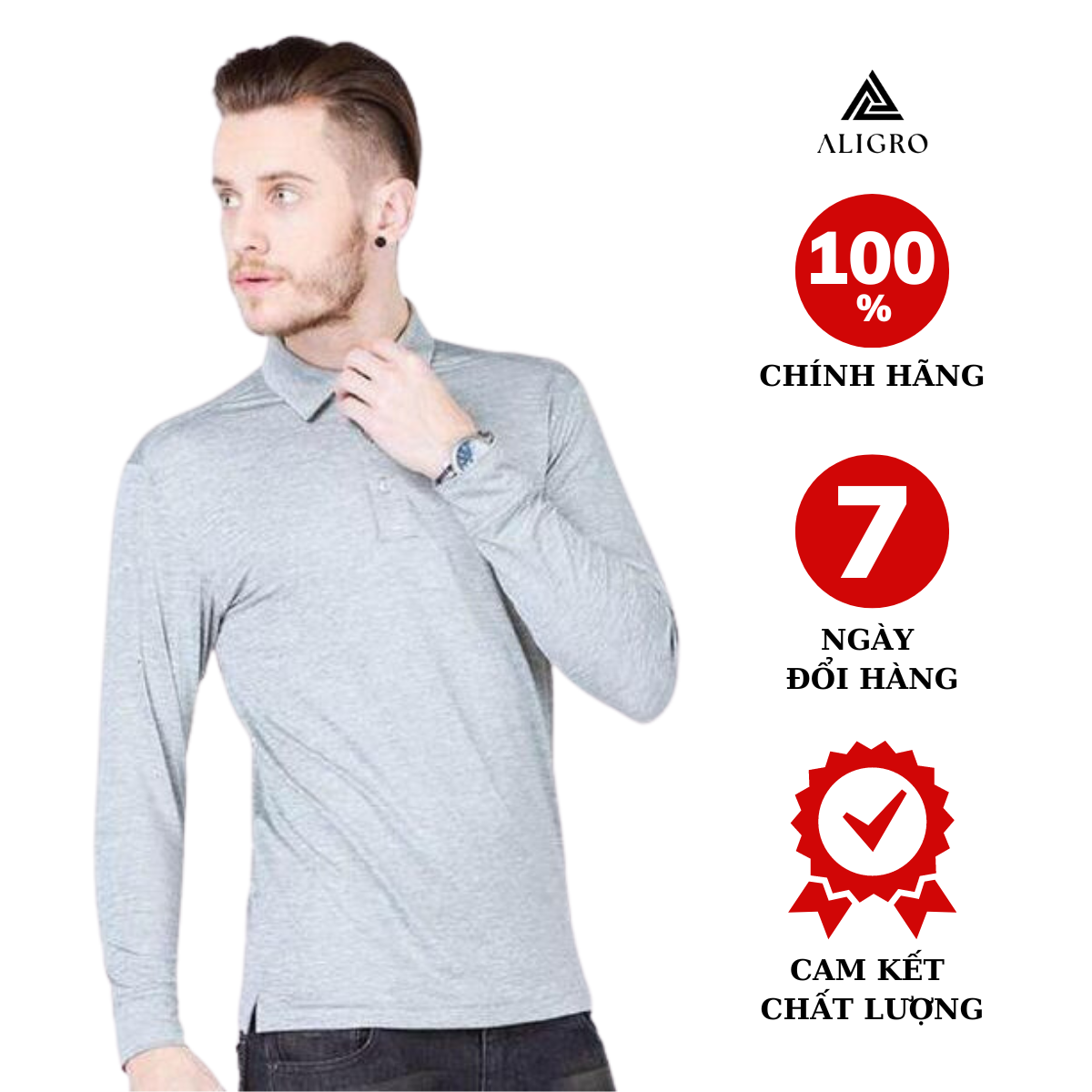 Áo Thun Dài Tay Nam Màu Xám ALIGRO ALGAPD002